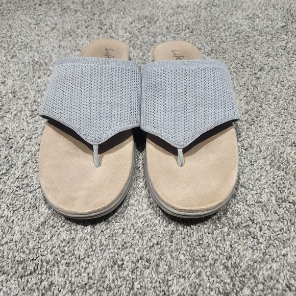 Lifestride Stylish Gray Knit Slip-On Sandals Womens Size 11 Wide - Picture 3 of 6